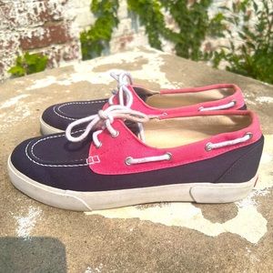 POLO Ralph Lauren Lilia Boat Shoes 10B Nautical Pink Navy Logo